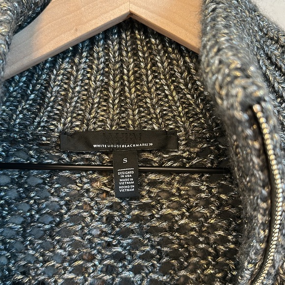 🌟White House Black Market Open Stitch Zip-Up Metallic Cardigan - Picture 9 of 13